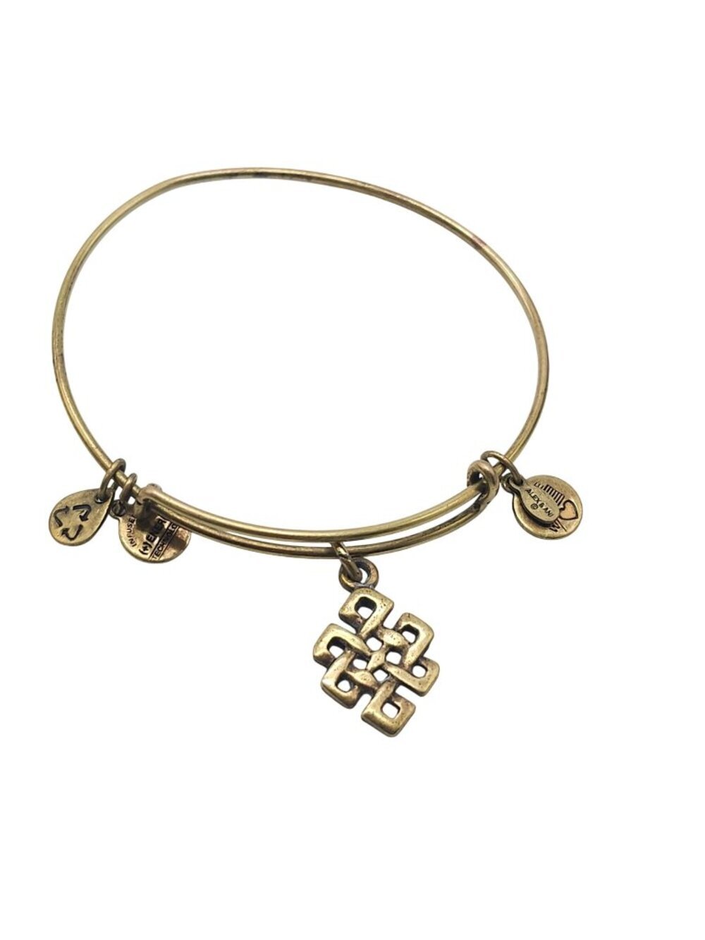 Alex And Ani Gold-Tone Endless Knot Charm Bangle Bracelet Adjustable